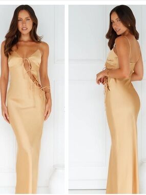 LIONESS About A Girl Maxi Dress in Gold